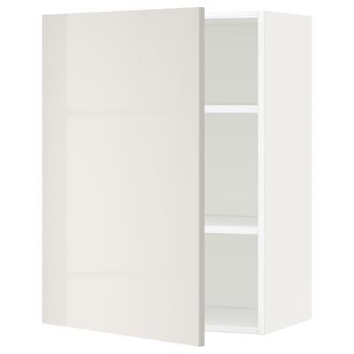 METOD Wall cabinet with shelves, white/Ringhult light grey, 60x37x80 cm