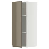 METOD Wall cabinet with shelves, white/Voxtorp high-gloss dark grey-brown, 30x37x80 cm