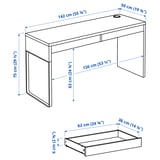 MICKE Desk, white, 142x50 cm