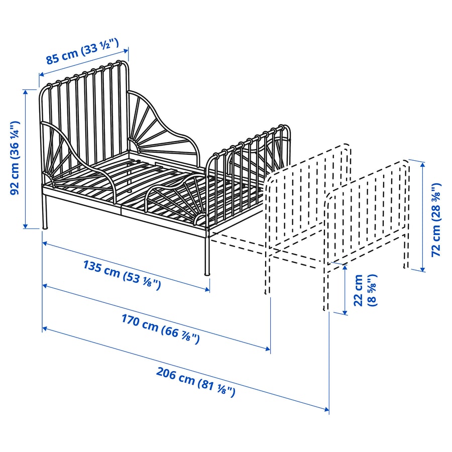 MINNEN extendable kids bed frame in white IKEA Malaysia
