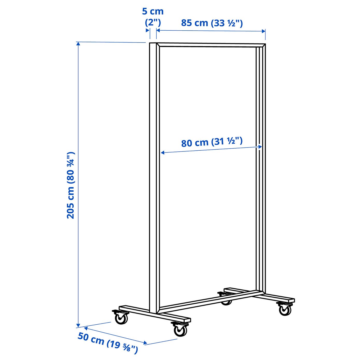 MITTZON Frame with castors - white 85x205x50 cm — image 8
