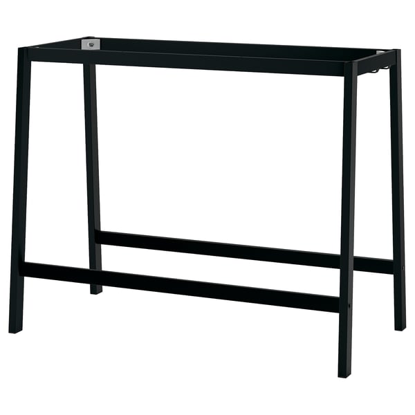 MITTZON, sleek black desk. Rectangular shape, four legs, minimalist design.