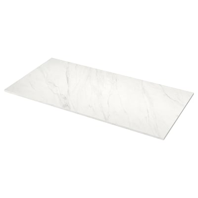 MÖCKLARP Custom made worktop, matt white lively marble effect/high pressure porcelain, 1 m²x4.0 cm