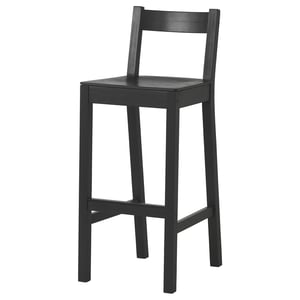 NORDVIKEN black stool, simple design, ash veneer. Length: 36 characters
