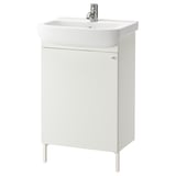 NYSJÖN / BJÖRKÅN Wash-basin cabinet with 1 door, white/Pilkån tap, 54x98 cm