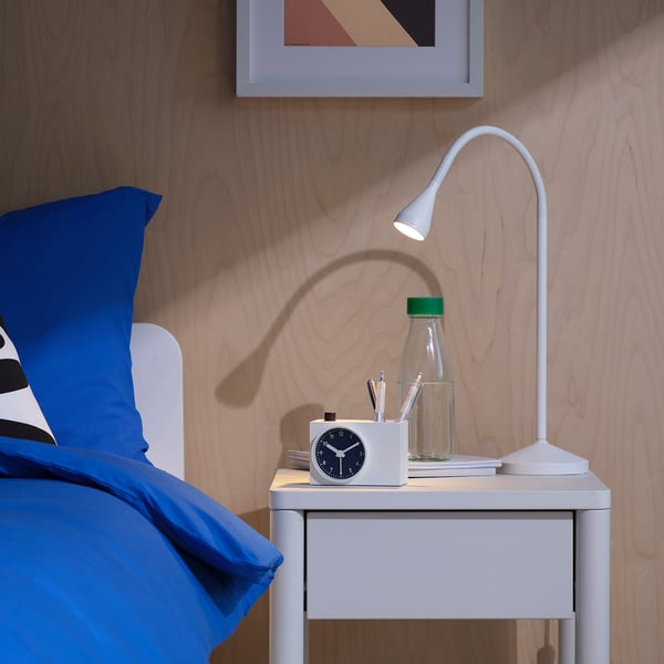 ÖKENMARSVIN Alarm clock, white, 11x6x9 cm