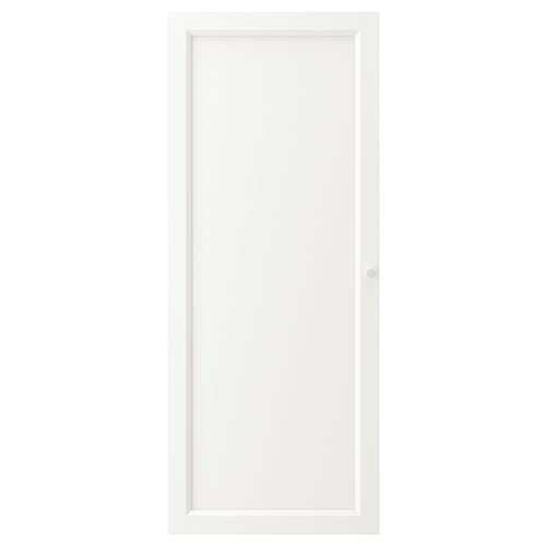 White OXBERG cabinet door, square, simple design, made of fibreboard.