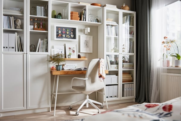 OXBERG Glass door, white, 40x192 cm