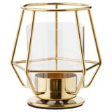 PÄRLBAND Tealight holder, gold-colour, 10 cm