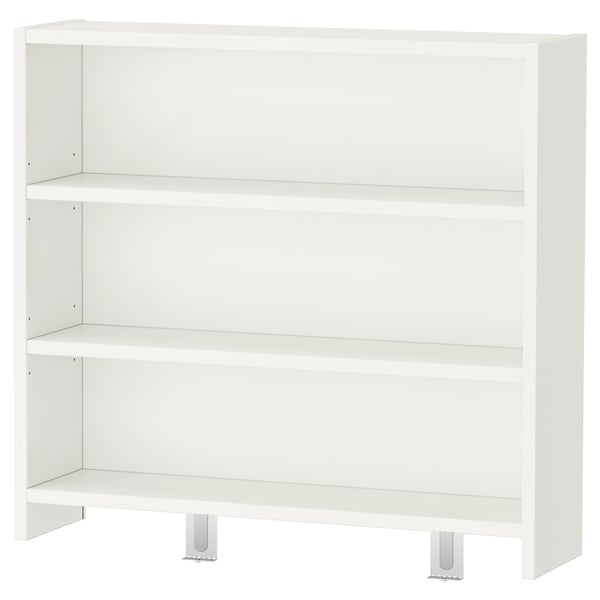 PÅHL Desk with shelf unit, white/blue, 128x58 cm