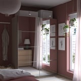 PAX / AULI Wardrobe with sliding doors, grey-beige/mirror glass, 150x66x201 cm