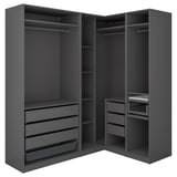 PAX Corner wardrobe, dark grey, 211/161x236 cm