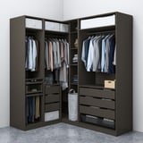 PAX Corner wardrobe, dark grey, 211/161x236 cm
