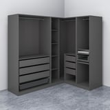 PAX Corner wardrobe, dark grey, 211/161x201 cm