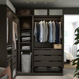 PAX Corner wardrobe, dark grey, 211/161x201 cm