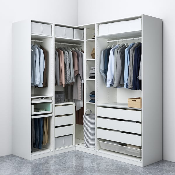 PAX Corner wardrobe, white, 211/161x236 cm