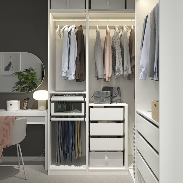 PAX Corner wardrobe, white, 211/161x236 cm