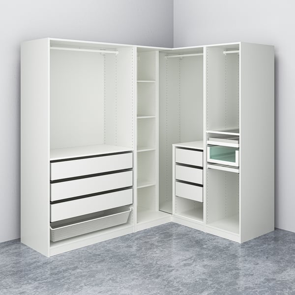 PAX Corner wardrobe, white, 211/161x201 cm