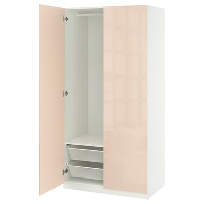 PAX / FARDAL Wardrobe combination, white/high-gloss light orange, 100x60x201 cm