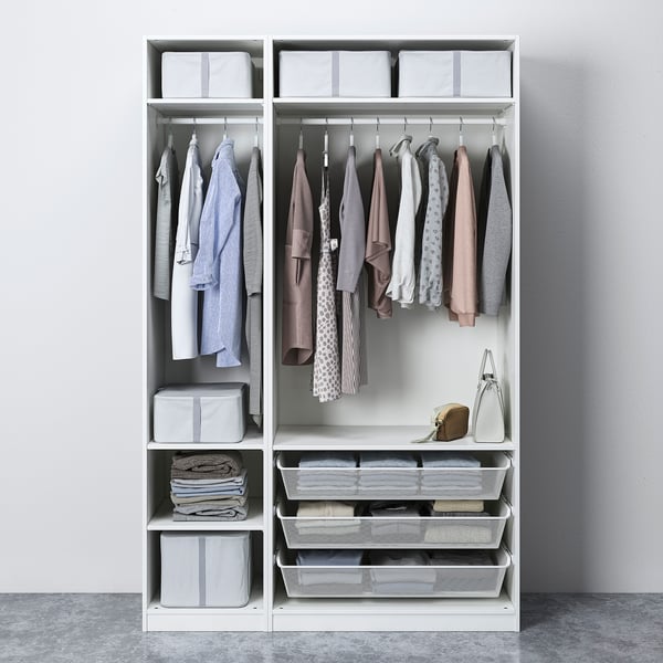 PAX / FLISBERGET Wardrobe combination, white/light beige, 150x60x236 cm
