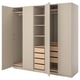 PAX / FORSAND Wardrobe combination, grey-beige/white stained oak effect grey-beige, 250x60x236 cm