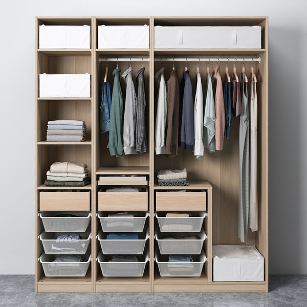 PAX / FORSAND Wardrobe combination, white stained oak effect/white stained oak effect, 200x60x236 cm