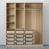 PAX / FORSAND Wardrobe combination, white stained oak effect/white stained oak effect, 200x60x236 cm