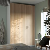 PAX / FORSAND Wardrobe combination, white/white stained oak effect, 150x60x236 cm