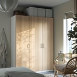 PAX / FORSAND Wardrobe combination, white/white stained oak effect, 150x60x201 cm