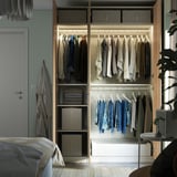 PAX / FORSAND Wardrobe combination, white/white stained oak effect, 150x60x236 cm