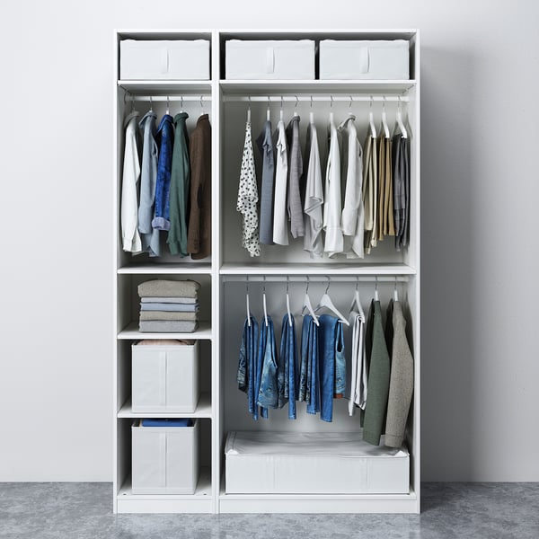 PAX / FORSAND Wardrobe combination, white/white stained oak effect, 150x60x236 cm
