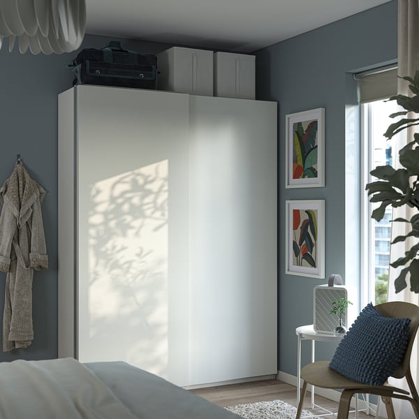 PAX / HASVIK Wardrobe combination, white/white, 150x43x201 cm