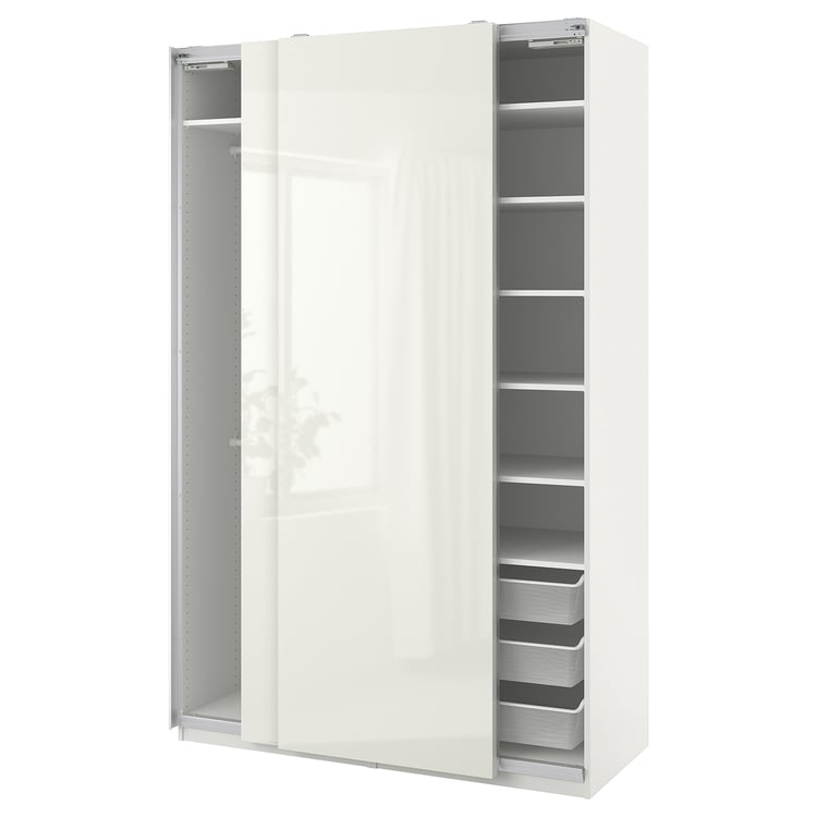 PAX / HASVIK Wardrobe, white/highgloss/white, 150x66x236 cm IKEA