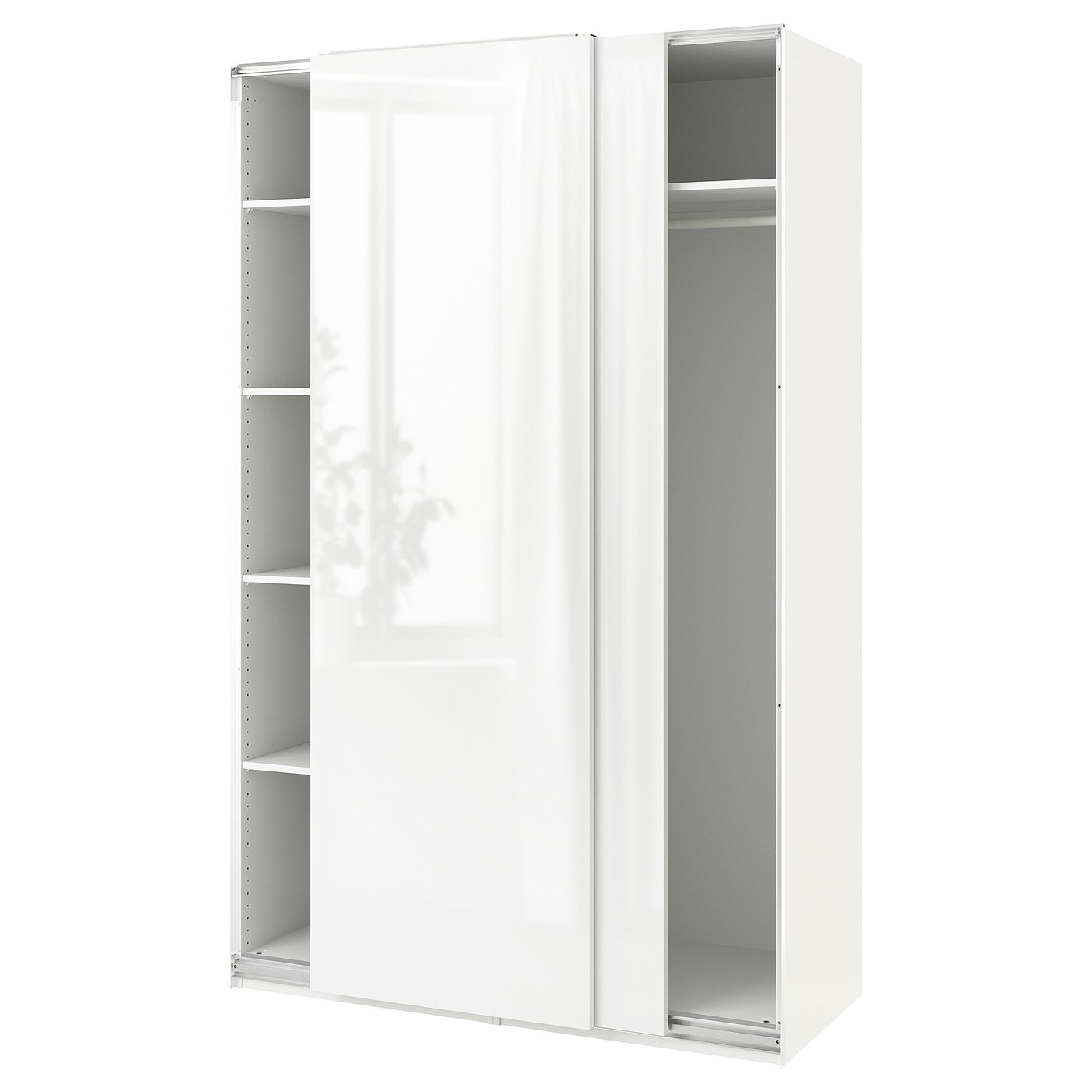 PAX / HASVIK wardrobe, white/highgloss/white, 150x66x236 cm IKEA