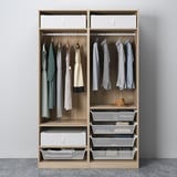 PAX / MEHAMN Wardrobe, white stained oak effect double sided/white white stained oak effect, 150x66x236 cm