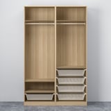 PAX / MEHAMN Wardrobe, white stained oak effect double sided/white white stained oak effect, 150x66x236 cm
