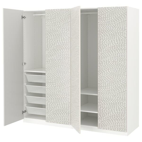 PAX / MISTUDDEN Wardrobe combination, white/grey patterned, 200x60x201 cm
