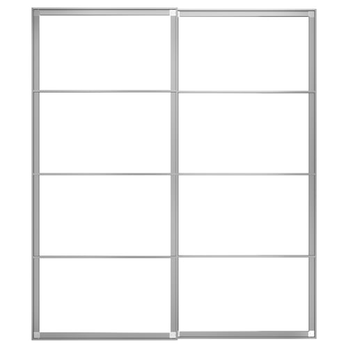 This image shows a PAX wardrobes sliding door frame in silver aluminium, designed for custom panels.