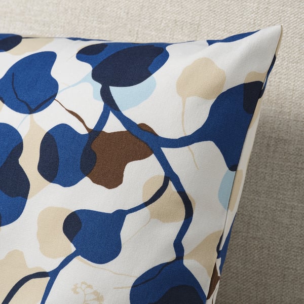 PERSIKOTRÄD Cushion cover, blue/leaf, 40x58 cm