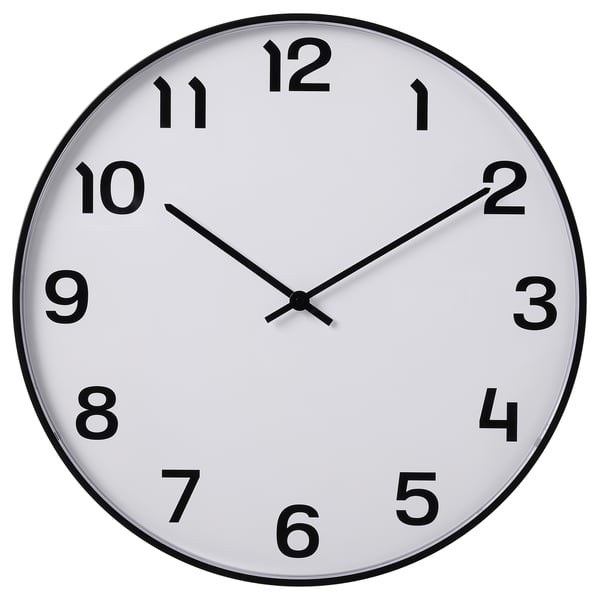 PLUTTIS Wall clock, black, 52 cm