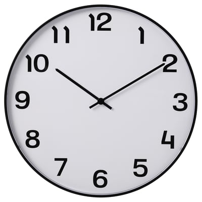 PLUTTIS Wall clock, black, 52 cm