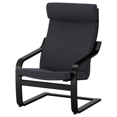 POÄNG Armchair, black-brown/Hillared anthracite