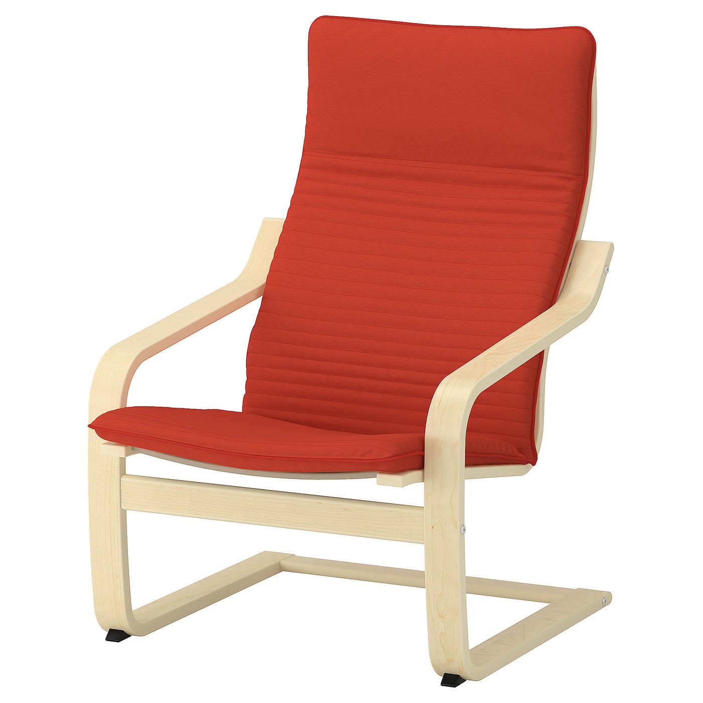 Poang Armchair Birch Veneer Knisa Orange Red Orange Ikea
