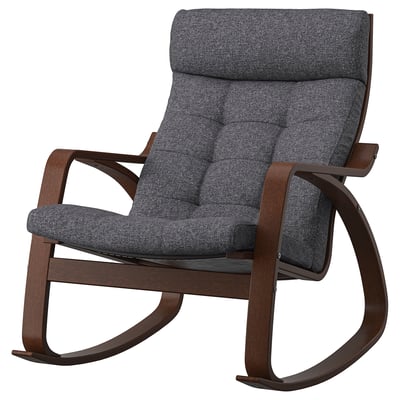 POÄNG Rocking-chair, brown/Gunnared dark grey