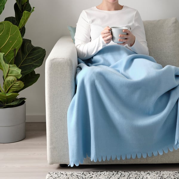 POLARVIDE Throw, light blue, 130x170 cm
