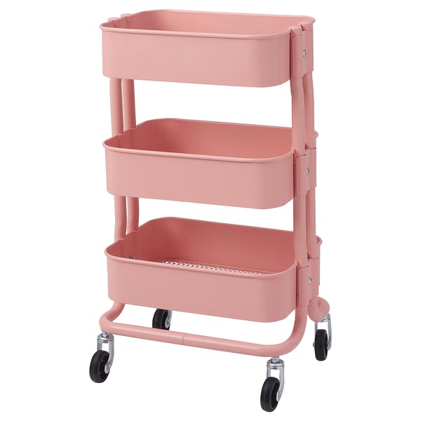 RÅSHULT Trolley, pink-red, 28x38x65 cm