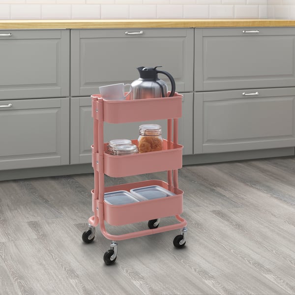 RÅSHULT Trolley, pink-red, 28x38x65 cm