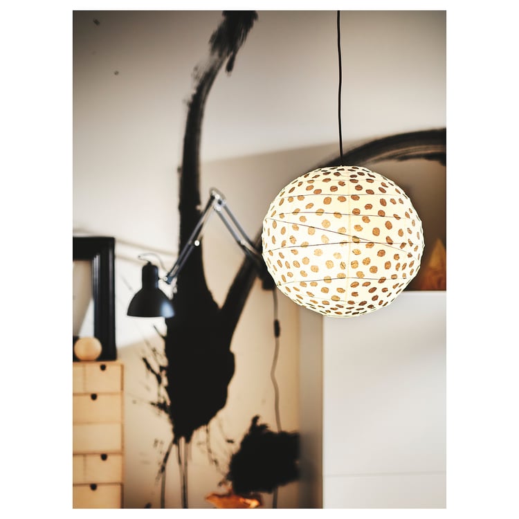 REGOLIT Pendant lamp shade, white/black handmade, 45 cm IKEA