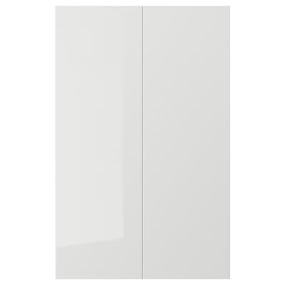 RINGHULT 2-p door f corner base cabinet set, high-gloss light grey, 25x80 cm