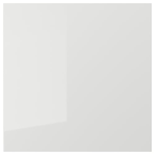 RINGHULT grey glossy kitchen door, rectangular, smooth, durable plastic and particleboard.